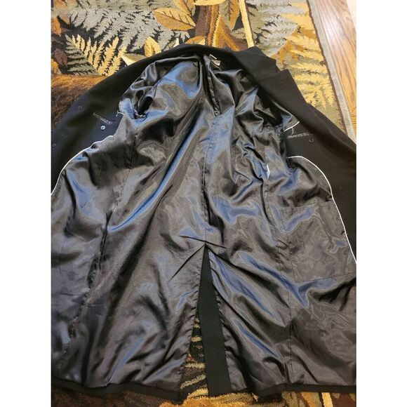 Pronto Uomo Long Overcoat Men's 38 Short Black Wool Cashmere Single Breasted - Picture 3 of 7